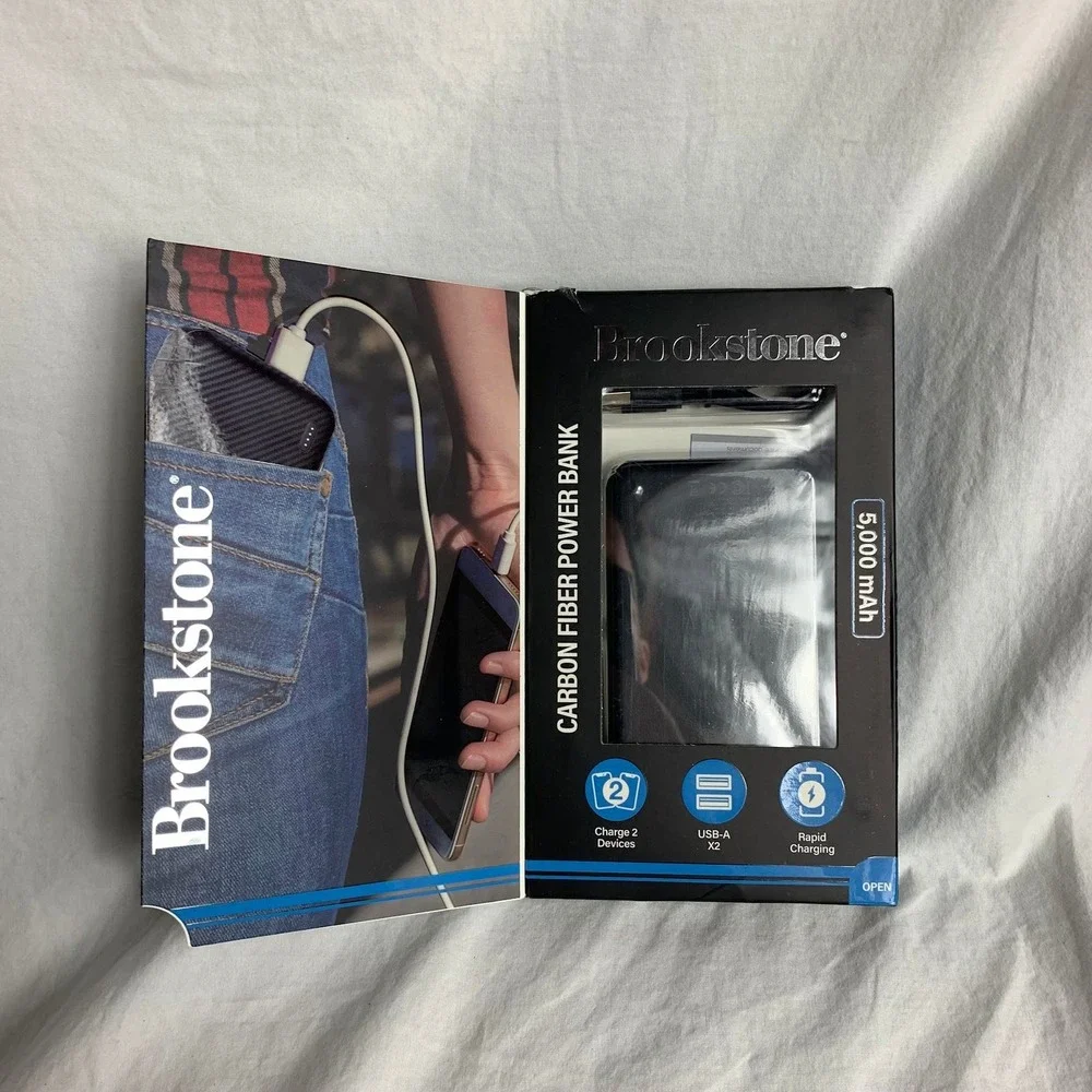 Brookstone Carbon‎ Fiber Power Bank 5000mAh Portable Charger Fast Charging Pack